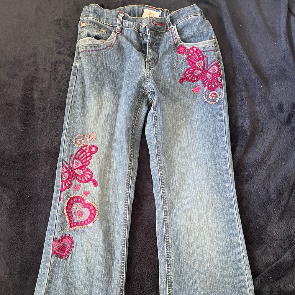 Circo Blue Jeans with Pink Embroidery